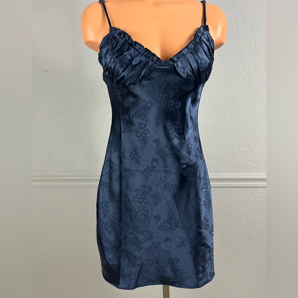 ✰ NAVY BLUE FLORAL BUSTIER MINI DRESS PACSUN ✰